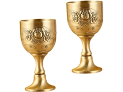Conjunto De 2 Taças De Vinho Em Liga De Zinco Com Padrão Floral Gravado.