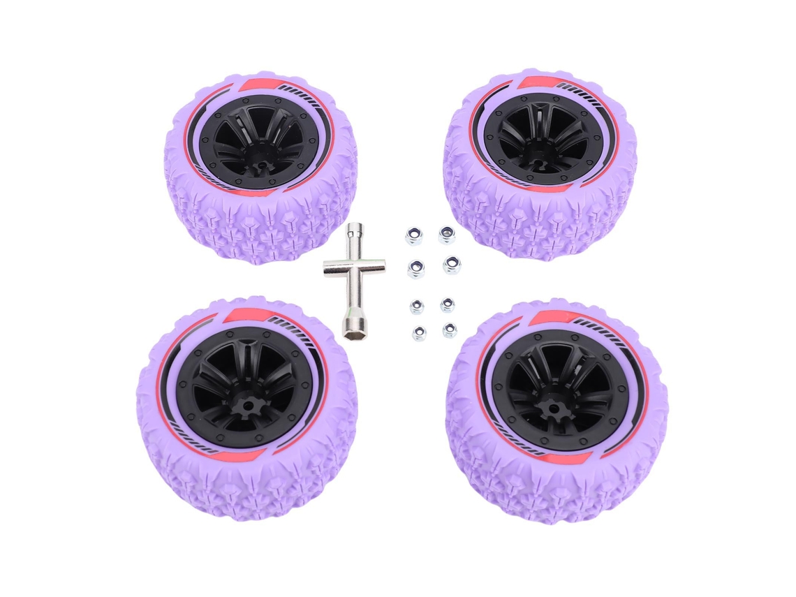 Set De Neumáticos Llanta Rc 12mm Hex 3.26x1.67 Pulgadas Terreno Barro Para Coche Crawler Camión 1/14 1/16 Morado
