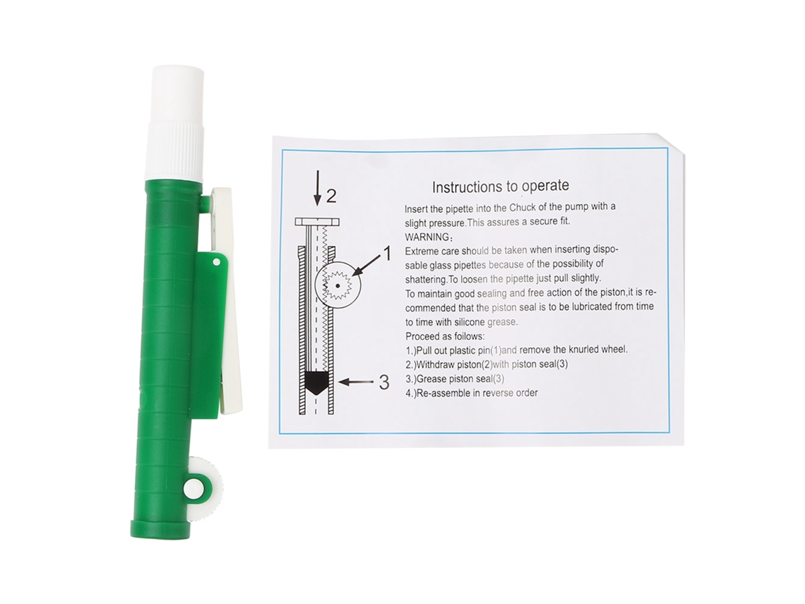 Bomba De Pipeta Para Pipetas Desechables De Plástico Y Vidrio De 10 Ml, Color Verde, Fácil De Usar.