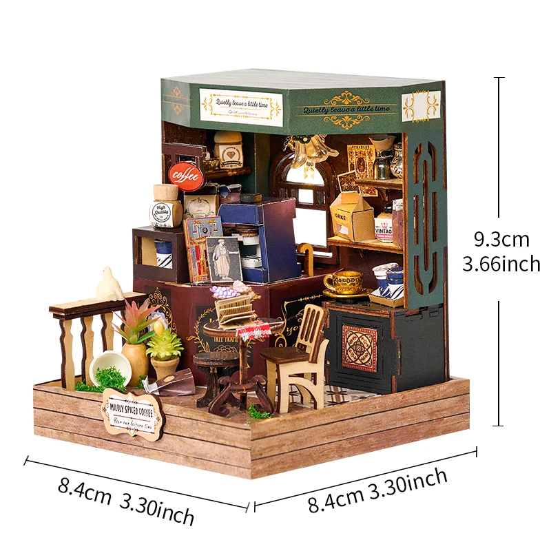 (k079) Casa de muñecas miniatura de madera para armar con cubierta antipolvo - Kit para armar una casa pequeña