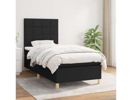 Cama con somier VIDAXL (Negro - Tela - 203 x 90 x 128 cm)