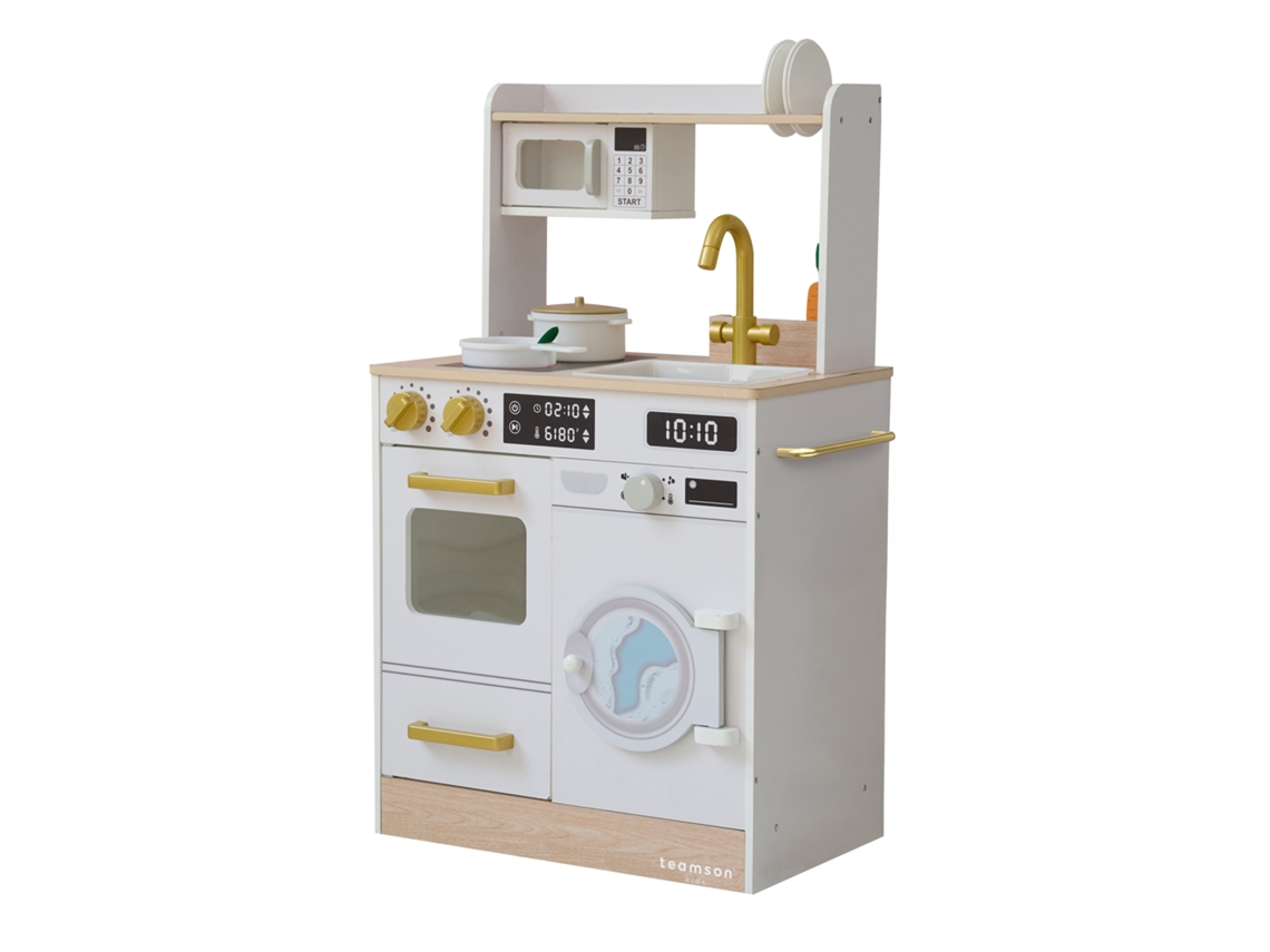 Cocina infantil de madera, 79 cm, color blanco Teamson