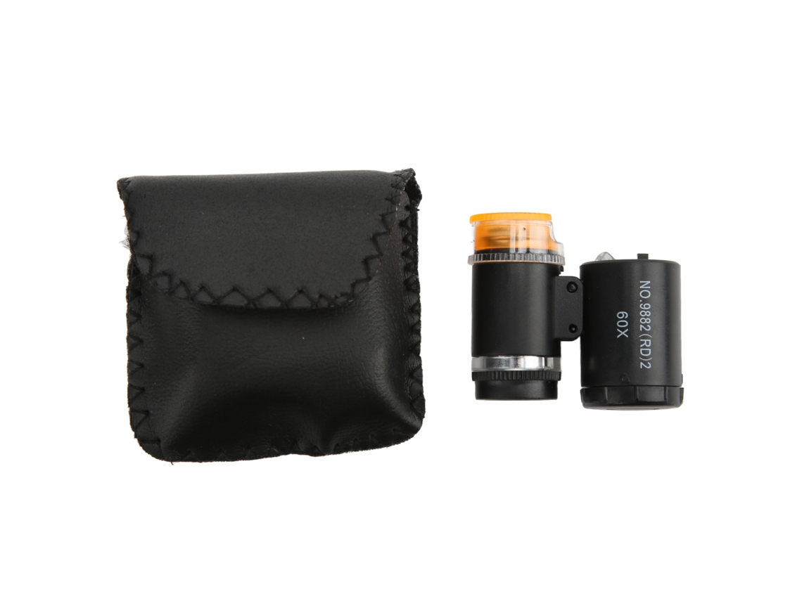 Microscopio Mini Portátil 60x Con Led Y Función Detectar Dinero Lente 11mm