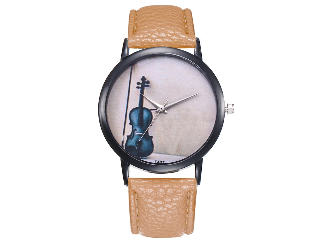 Reloj De Pulsera De Cuarzo Ultradelgado Y Sencillo Para Hombre Con Correa De Pu Beige.