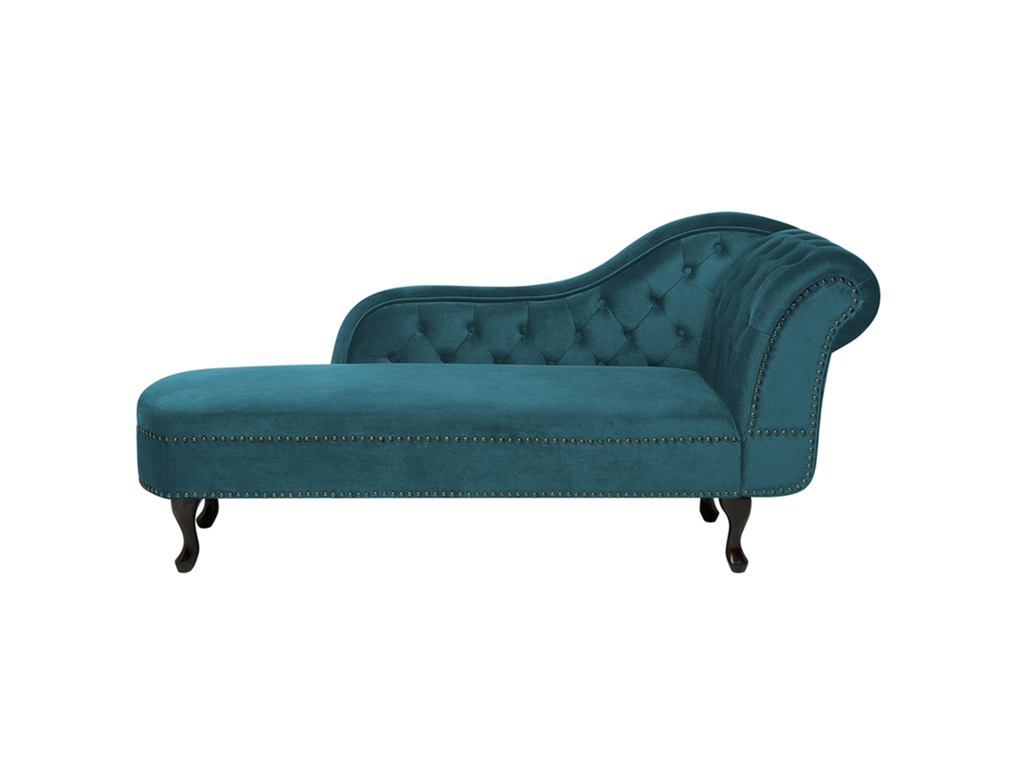 Chaise longue derecho BELIANI Nimes de Terciopelo Azul 169x65x79