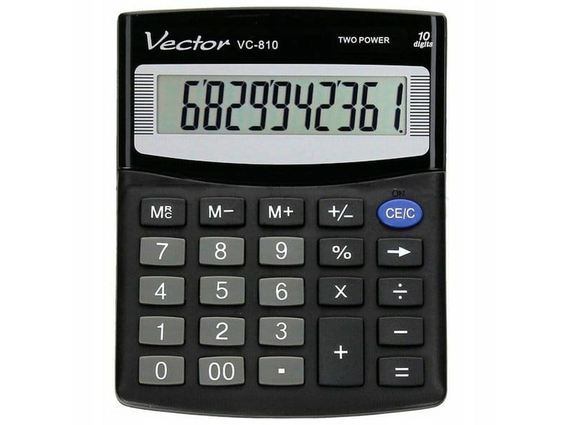 Calculadora de plástico negra Vector Vc 810