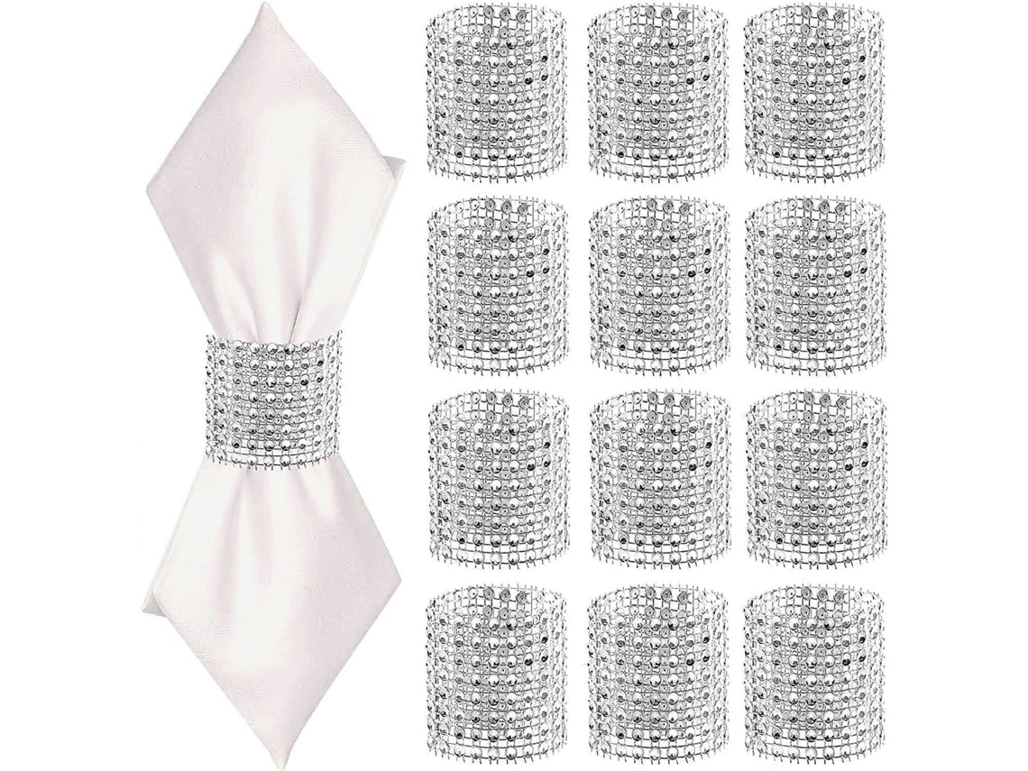 24 Anillos Para Servilletas Dorados Plásticos Con Velcro Para Bodas Fiestas Cumpleaños Y Dinners Plata
