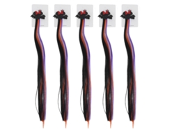 Kkpm-5 piezas Extensiones de cabello coloridas Accesorios elegantes de Halloween para niñas y mujeres Murciélago negro