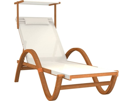 Tumbona con dosel textileno VIDAXL blanco y madera maciza de álamo