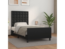 Estructura De Cama Sin Colchón Cuero Sintético Negro 80x200 Cm