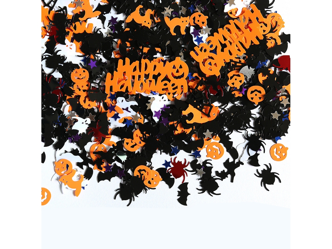Confeti de mesa de Halloween en 5 bolsas – Fantasmas, murciélagos y brujas, 75 g NEVEANCE