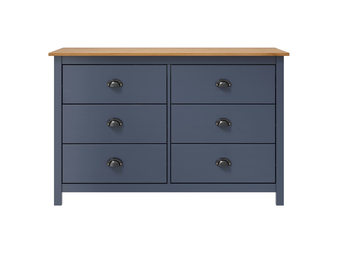 Mesita De Noche | Aparador Hill Madera Maciza De Pino Gris 125x40x80 Cm Wsd830960
