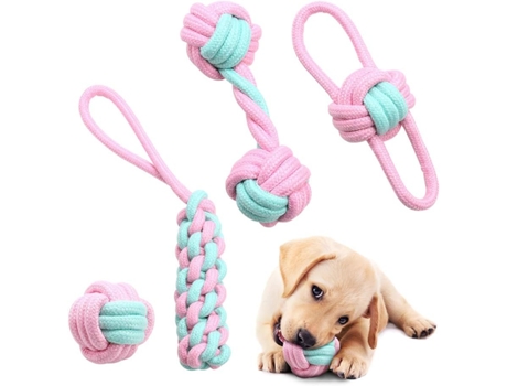 Juguete de cuerda para perros, juguete para perros resistente de 4 piezas para cachorros y perros pequeños, juguetes para masticar, juguetes para e...