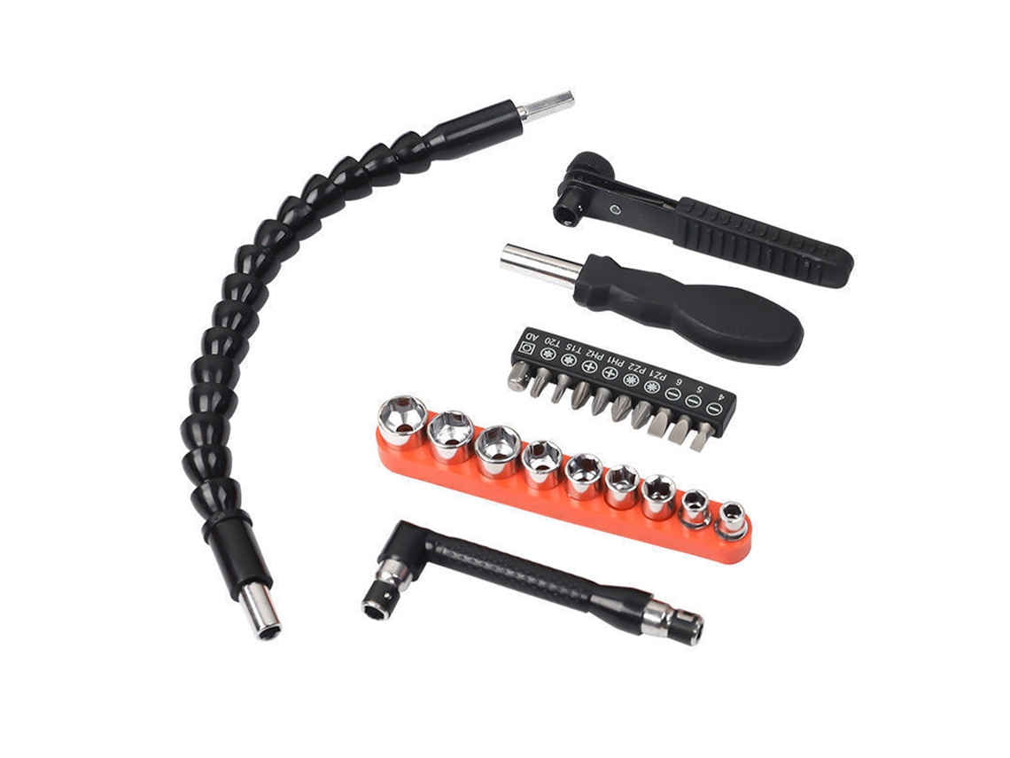 Juego De 23 Puntas De Destornillador Con Eje De Extensión Flexible Y Llave De Vaso Para Herramientas Eléctricas.