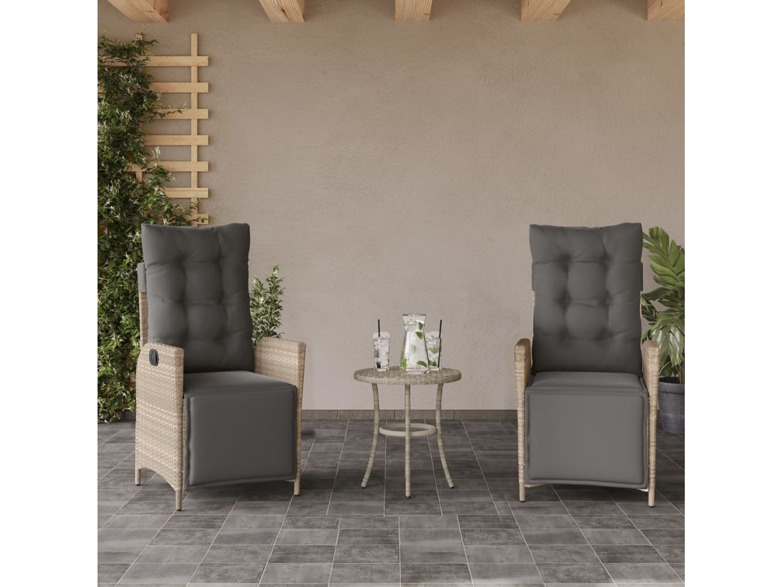 Sillas de jardín reclinables de 2 piezas con reposapiés DKD Home Decor en gris claro