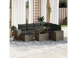 Conjunto de sofás de jardín de 8 piezas DKD Home Decor con cojines de mimbre gris