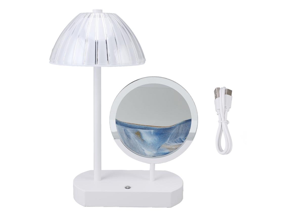 Lámpara de mesa 2026 con arte de arena móvil, luz nocturna inalámbrica recargable para decoración de dormitorios, protección ocular.