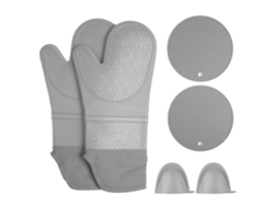 Guantes De Silicona Aislantes Para Horno Barbacoa Microondas Antiquemaduras Cocina Repostería Gris