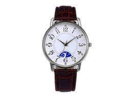 Reloj De Cuarzo Unisex Con Correa Ajustable Simple Y Fashion Para Uso Casual (base Blanca, Correa Marrón)