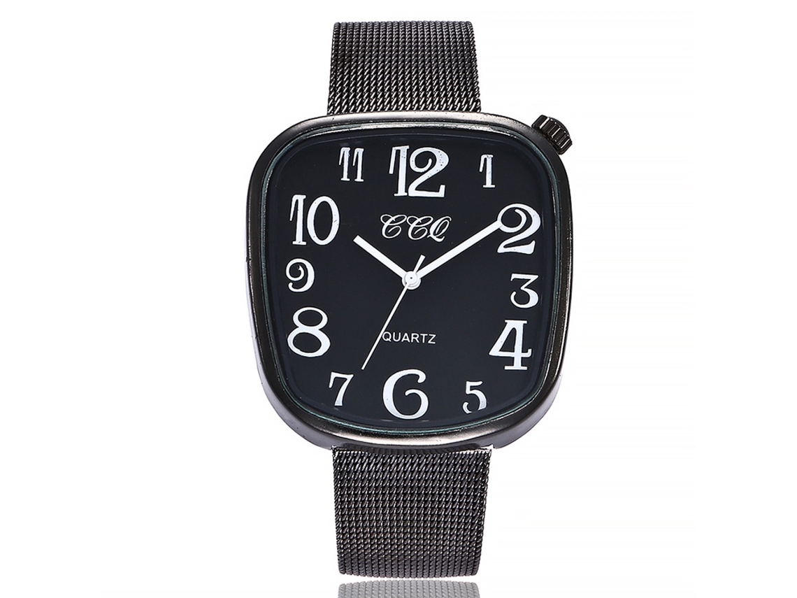 Reloj De Pulsera Negro De Malla De Aleación Informal Y A La Moda