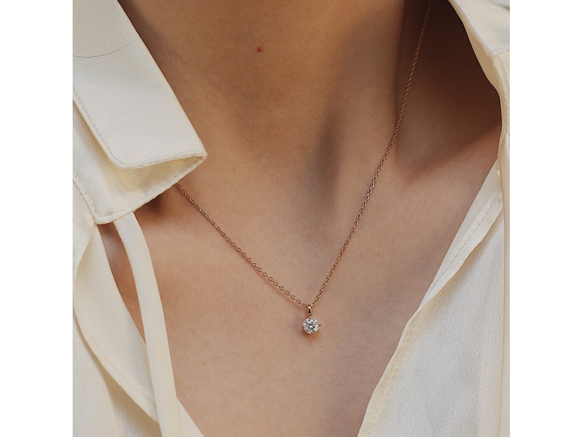 (oro) Plata De Ley 925, Collar Clásico De Circonitas Con Cuatro Puntas, Colgante Sencillo, Pequeño Y Exquisito, Lujo Discreto.