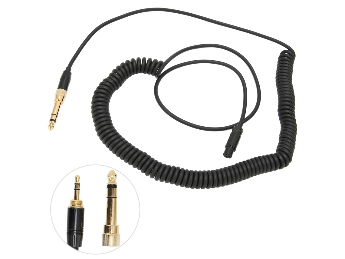 2 Cables De Audio De Repuesto Con Resorte Negro Para Akg Q701 K712 K702 K271s K240s K240mk K181 K141