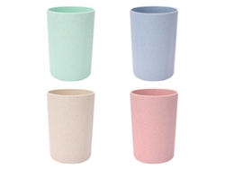 MEOIRUERY Vasos de Paja de Trigo 4 Piezas Vasos de Plástico Irrompibles Reutilizables para Beber Vasos para Agua Apto para Lavavajillas