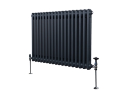 Radiador tradicional horizontal de 2 columnas en gris antracita – Acero al carbono de 1,5 mm, 3499 BTU, triple recubrimiento en polvo.