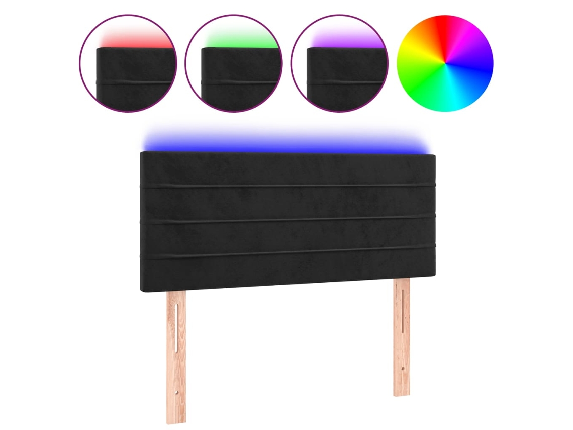 Maison Exclusive - Cabecero Con Led De Terciopelo Negro 90x5x78/88 Cm