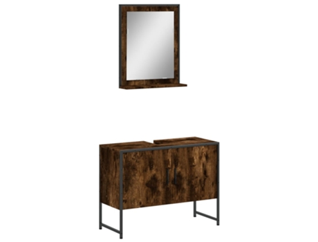 Conjunto 2 de muebles de baño VIDAXL madera ingeniería roble ahumado