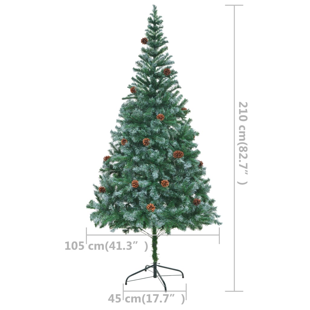 De Navidad Glaseado con led y piñas 210 cm vidaxl luces verde 15x21