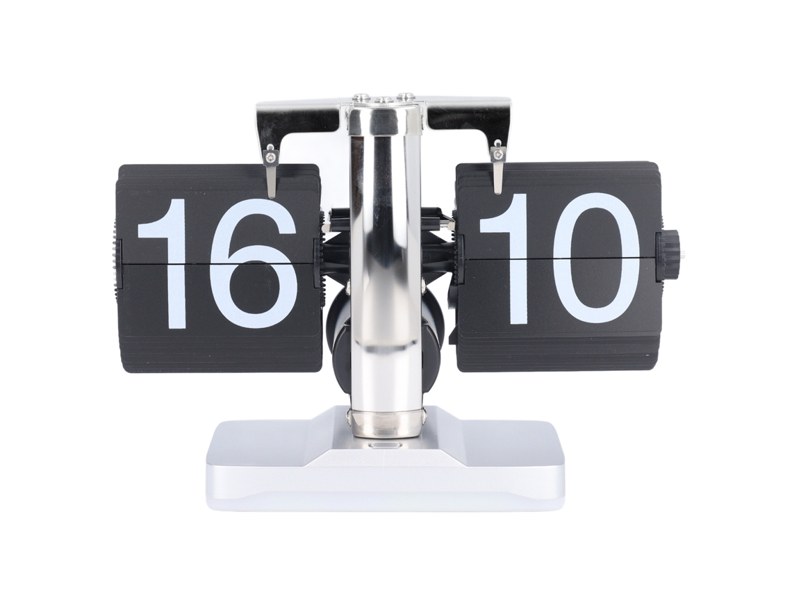 Reloj de mesa retro Bj-reloj, 24 horas, diseño lujoso y sencillo con luz ambiental, acero inoxidable, forma de hoja negra, ideal para el dormitorio.
