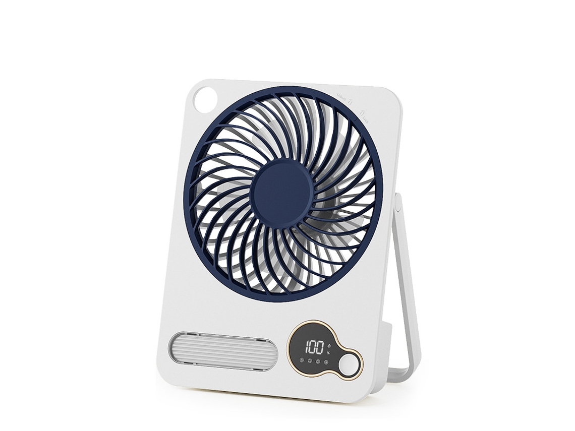 (blanco) Ventilador De Escritorio De Pared Plegable Ultrafino De 3000 Mah Con Luz Nocturna, Bluetooth E Interfaz Usb.