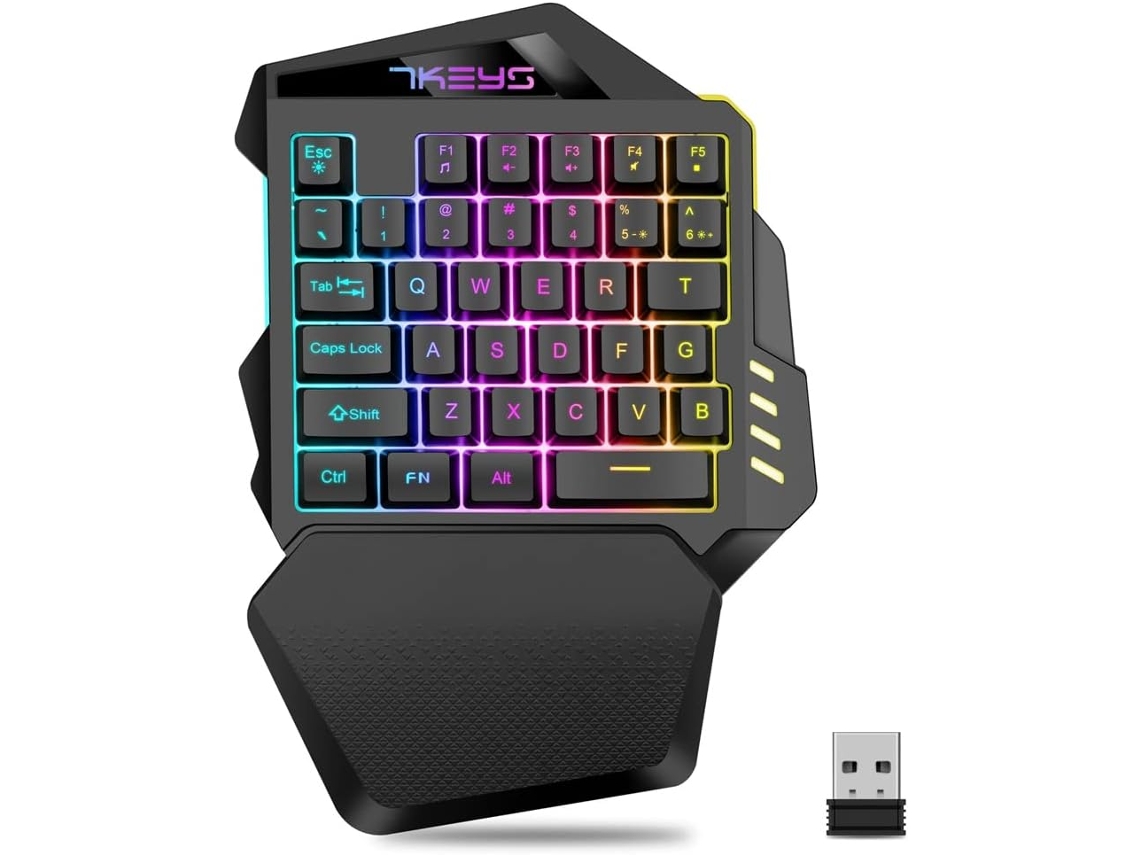 Teclado Para Juegos De Una Sola Mano, Mini Controlador Portátil Con Retroiluminación Rgb Para Jugadores De Pc.