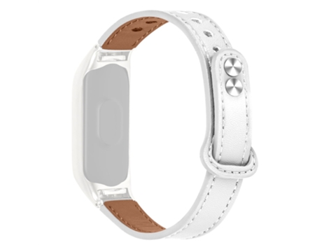 Correa de piel auténtica diseño de doble remache para Xiaomi Mi Band 3/4 - blanco