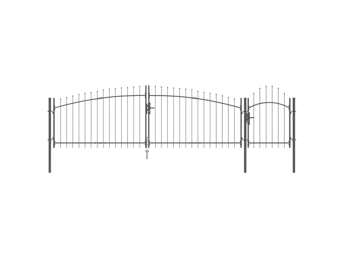 Puerta de jardín de acero gris con cerradura MAISON EXCLUSIVE 125x500 cm