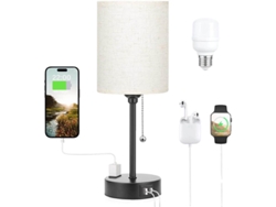 Luzes Mesa 3 Temperaturas Cor - 2700k 3500k 5000k Cabeceira Portas Usb C E A, Corrente Tomada, Base Metal Preta Crianças Meninos-estilo 6