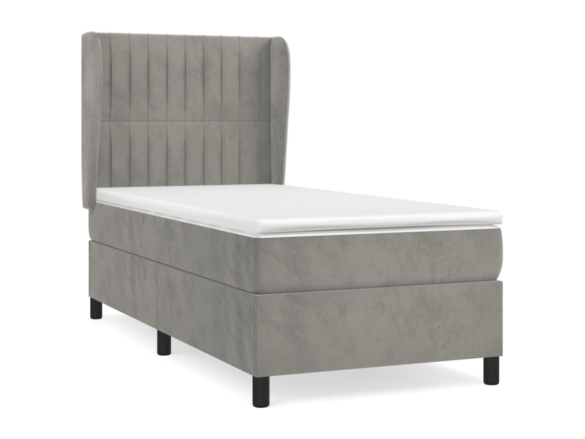 Estructura De Cama Con Muelles/Colchón 90X190 Cm Terciopelo Gris Claro