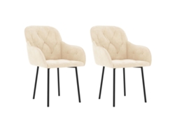 Conjunto 2 Silla de comedor VIDAXL Crema Terciopelo (57x61x80 cm )
