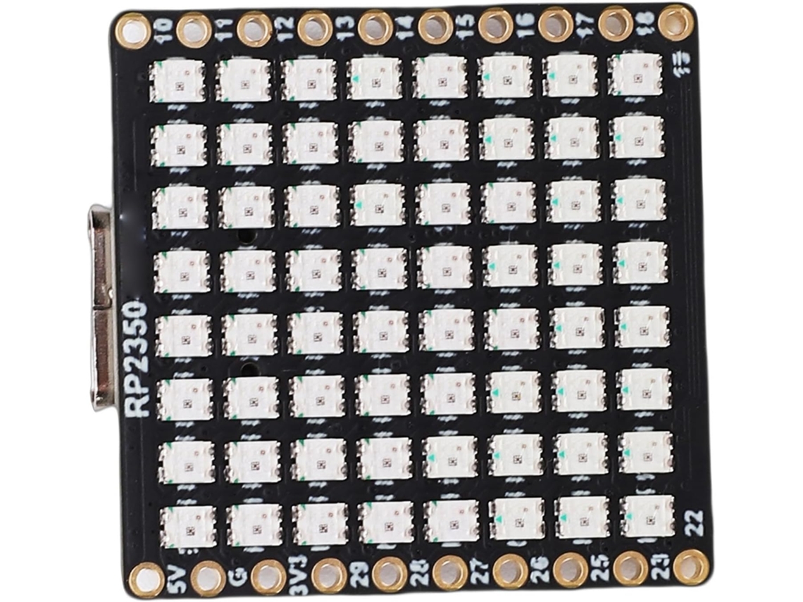 Placa De Desarrollo Dual Rp2350a: Led Rgb De 8x8 Con 6 Imu Qmi8658 Para El