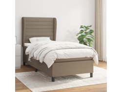 Cama Box Spring Con Colchón Tela Gris Taupe 80x200 Cm