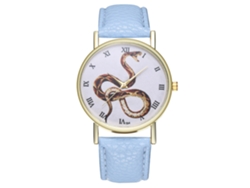 Reloj De Pulsera Analógico De Cuarzo Con Bonito Estampado De Animales, Moderno, Unisex, Azul Claro.