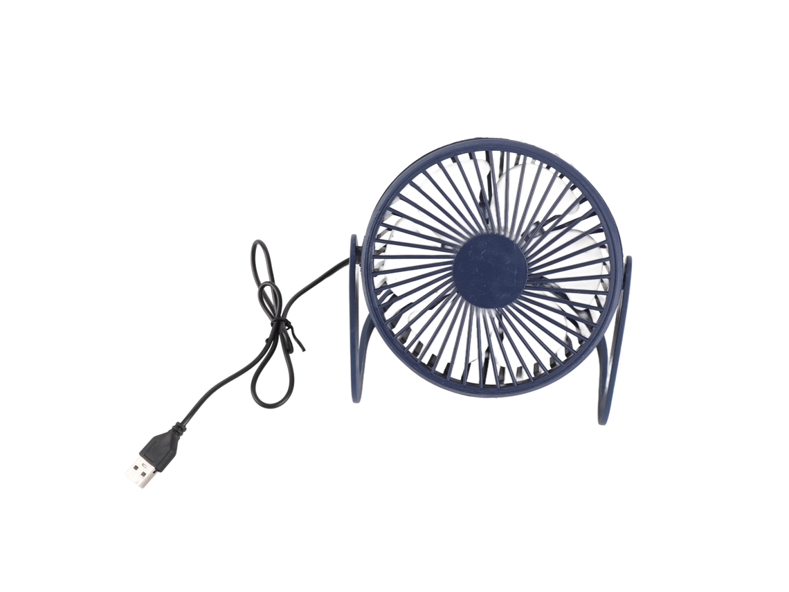 Ventilador de oficina USB, rotación de 360°, motor sin escobillas, silencioso, portátil, azul oscuro