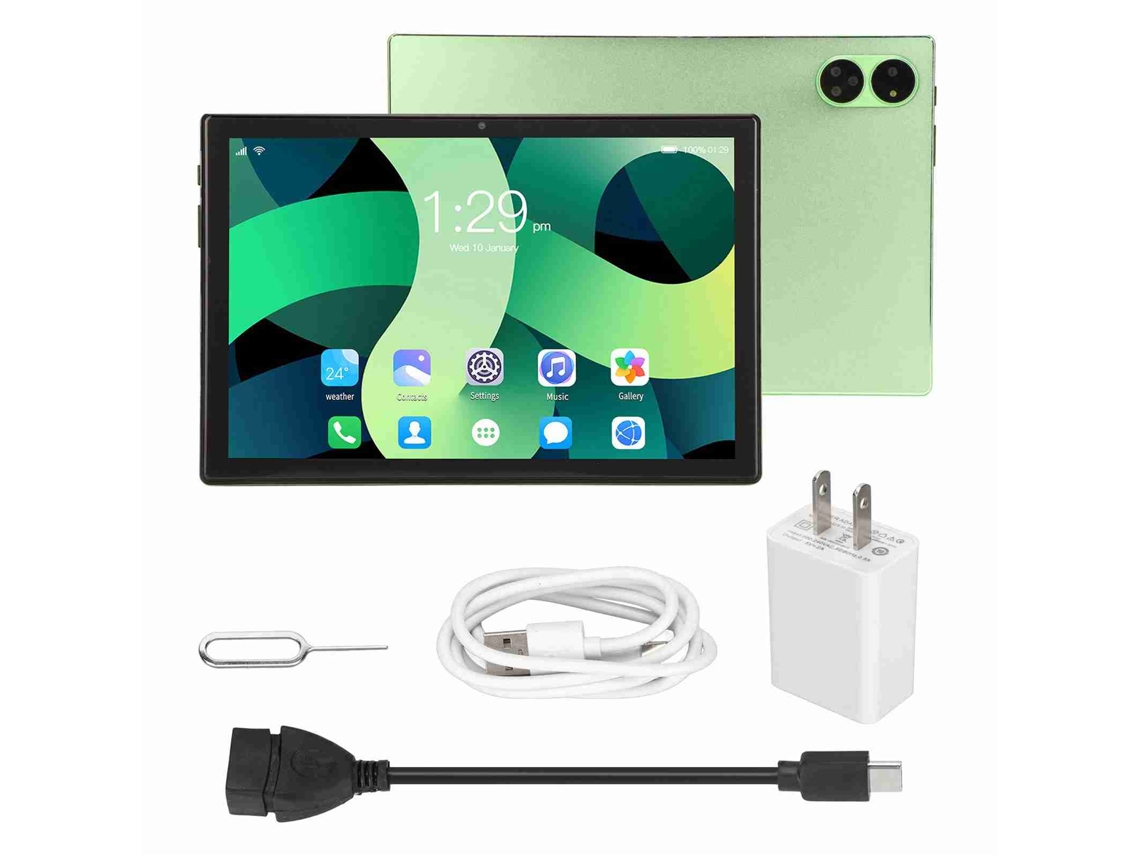 Tableta Android 12.0 de 10.1 pulgadas, 6 GB/128 GB, 8 núcleos, color verde, con llamadas 4G y luz dorada