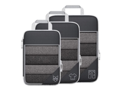 Kit De 3 Cubos De Compresión Para Viajes Con Malla Visible Y Bolsa Organizadora Impermeable.