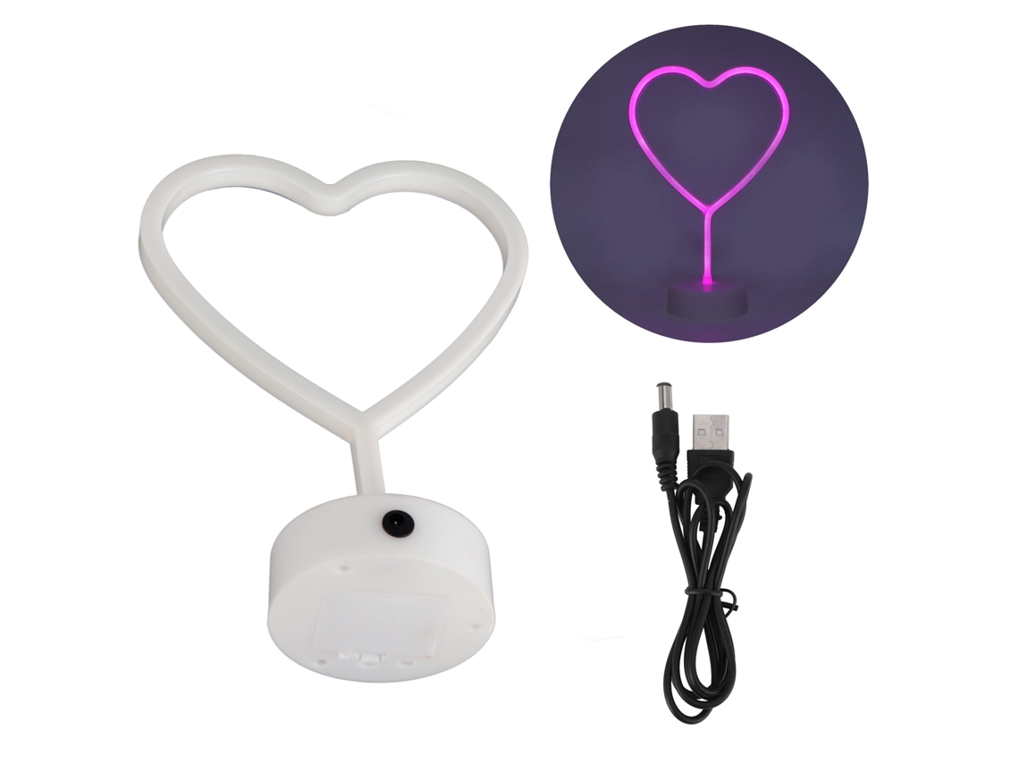 2026-lámpara De Neon Led Corazón Para Mesa Luz Nocturna Decoración De Fiesta Regalo De Cumpleaños Rosa