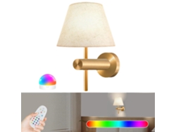 (oro 1 Pieza) Aplique De Pared Led Inalámbrico Recargable, Equipado Con Batería Rgb De 12 Colores Y Control Remoto