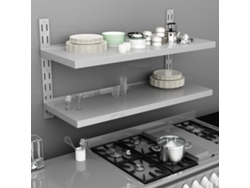 Estante de pared suspendido de 2 niveles, 120 x 30 cm, acero inoxidable, DKD Home Decor