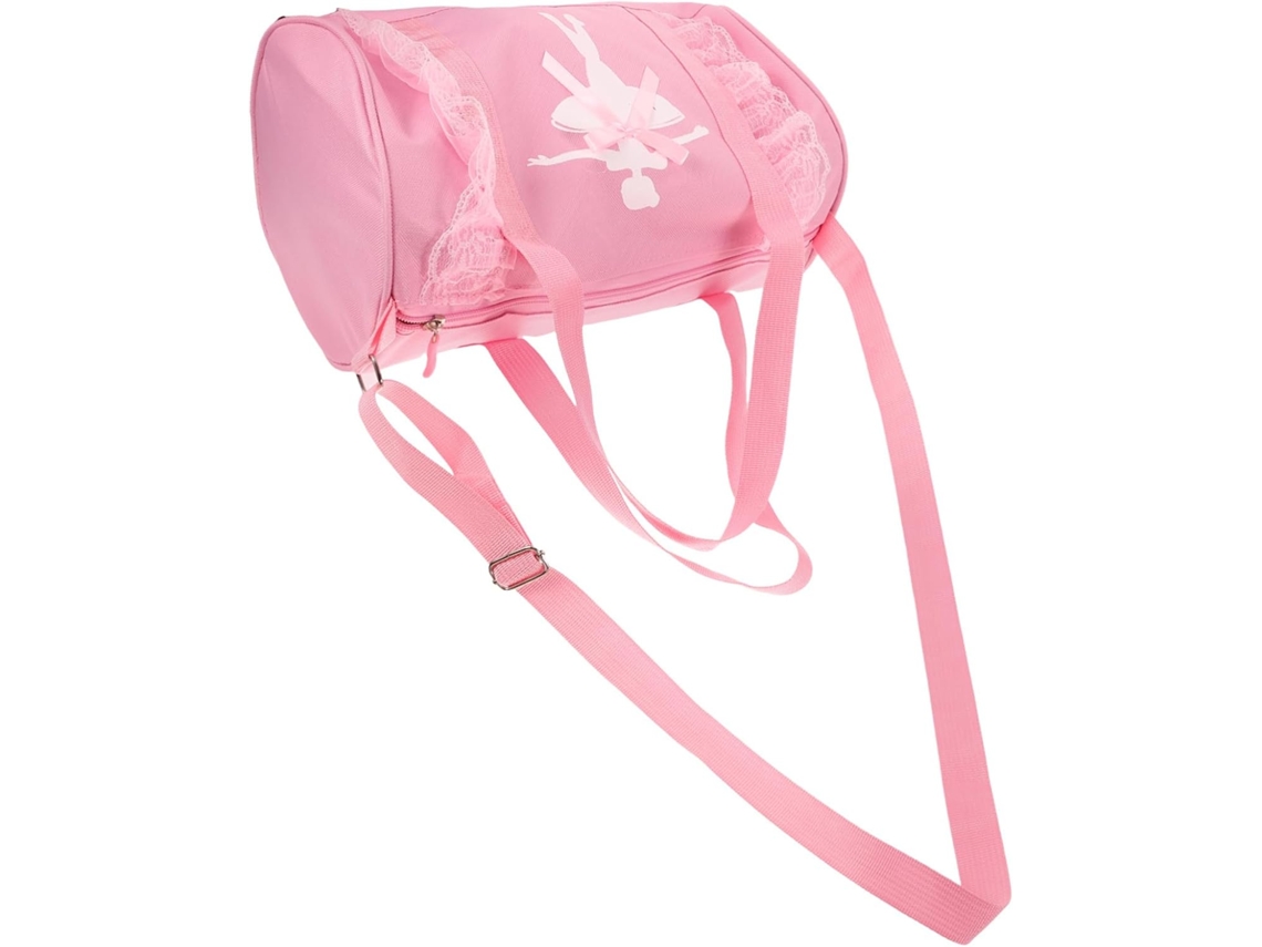 Bolsa de ballet para niños, estampado de bailarina rosa, tela duradera con ribete de encaje.