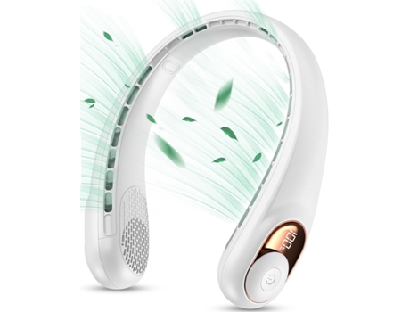 Ventilador de cuello Ventilador de cuello portátil sin aspas, flujo de aire mejorado de 360, ultra silencioso, 3 velocidades, 4000 mAh - Blanco CHR...